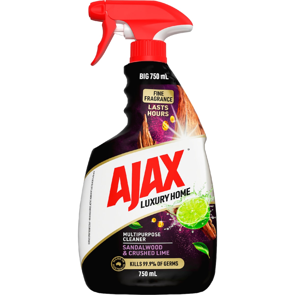 Ajax Luxury Home Trigger Spray Sandalwood & Crushed Lime 750mL