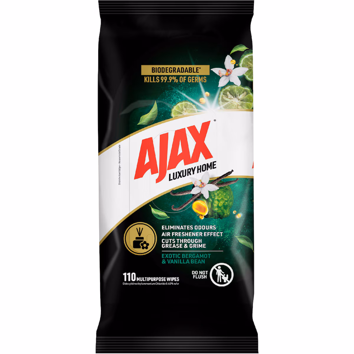 Ajax Multipurpose Cleaning Wipes Luxury Home Bergamot & Vanilla 110