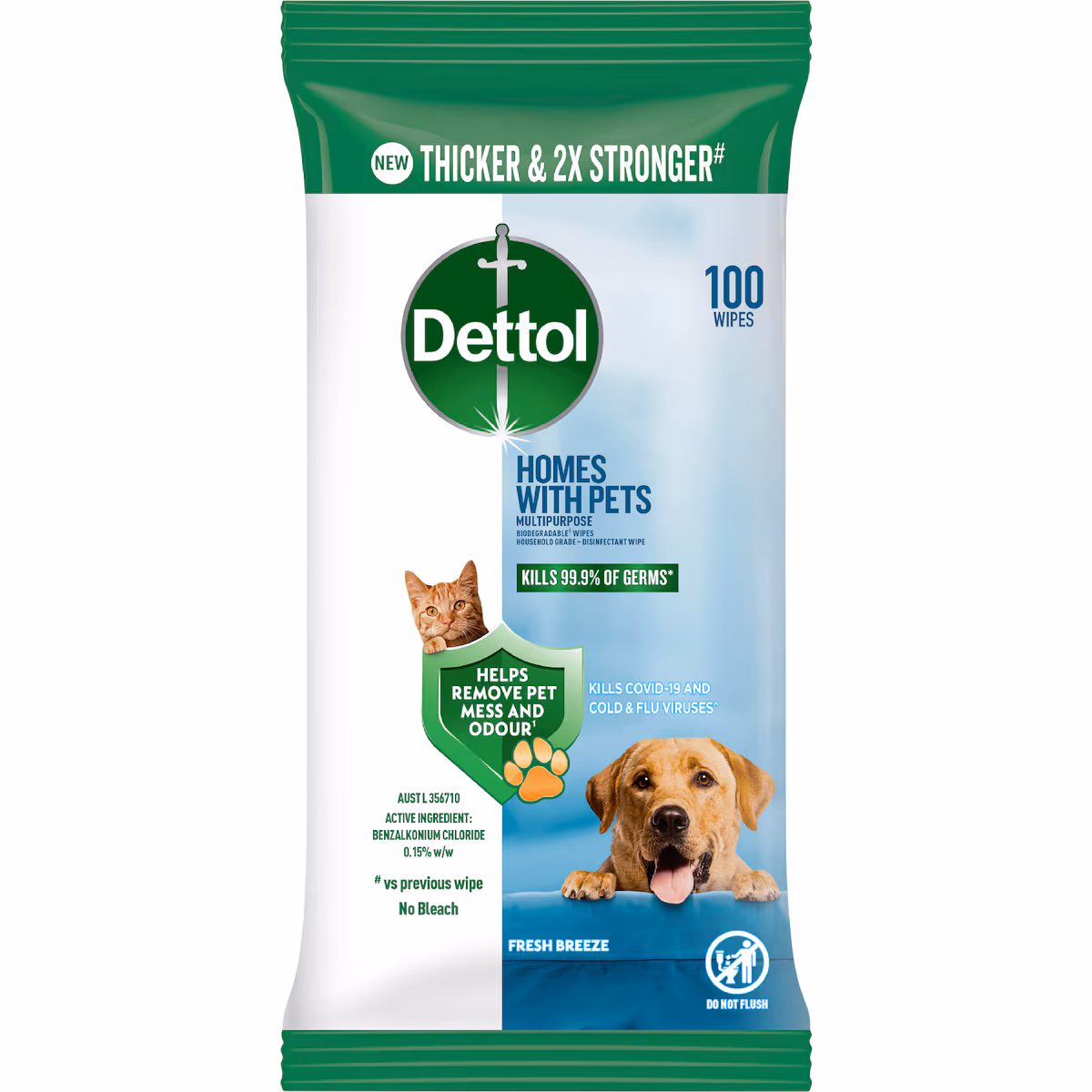 Dettol Homes with Pets Multipurpose Wipes Fresh Breeze 100pk