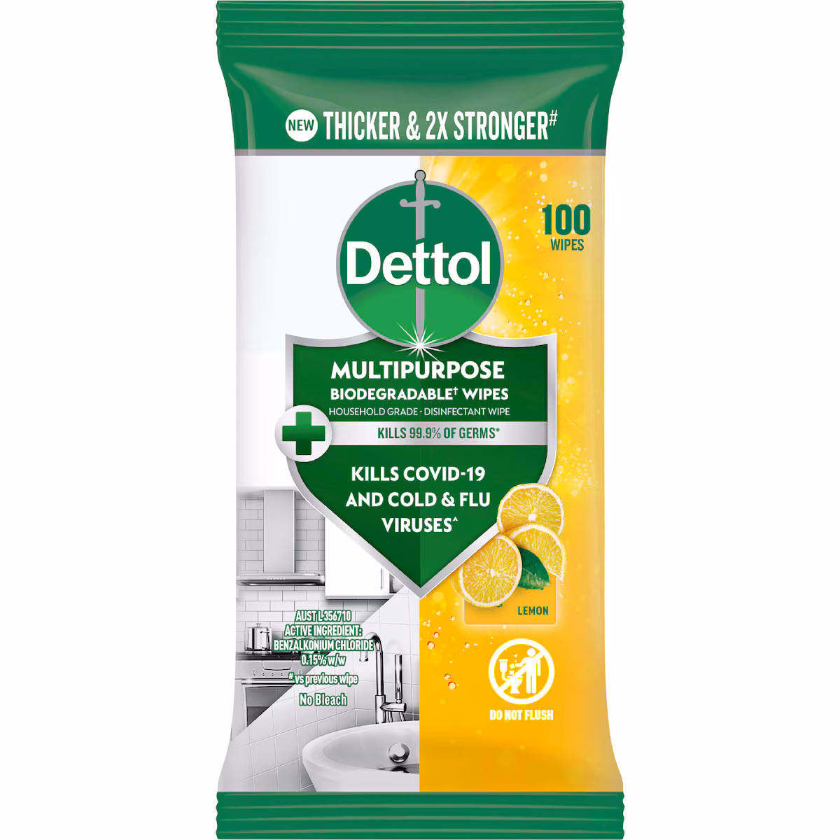 Dettol Multipurpose Wipes Lemon Burst 100 pack