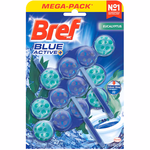 Bref Blue Active Eucalyptus Toilet Cleaner Block 50g x 3 pack