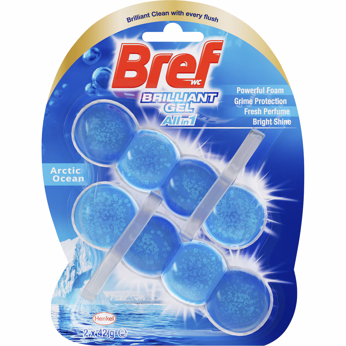 Bref Brilliant Gel Arctic Ocean Toilet Cleaner Block 42g x 2 pack