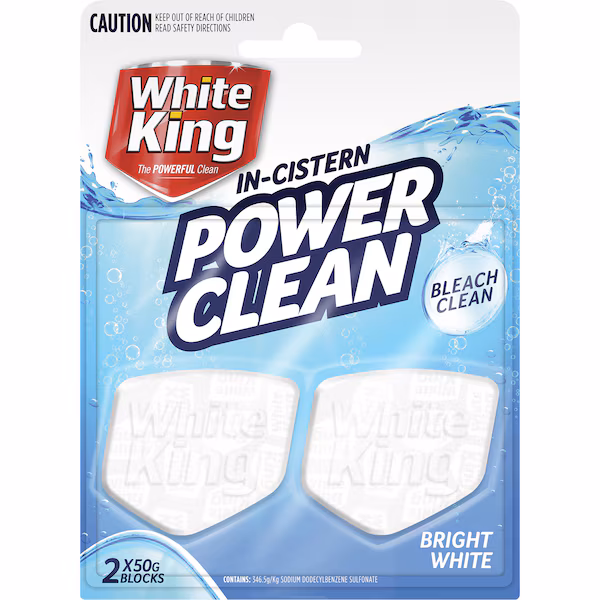 White King In-Cistern Power Clean Bright White 50g x 2 pack